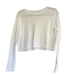 Hard Tail White Cropped LS Tee, Active, Athleisure athletic, Gym, Post Workout S